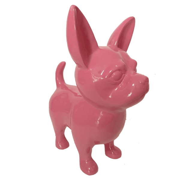 Resine Sculpture Chien Chihuahua 170 CM Rose Clair KALYB - S&C