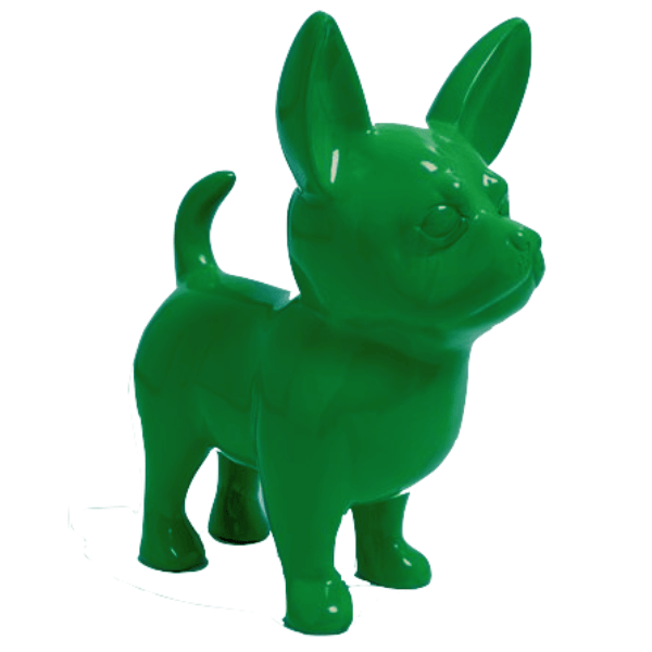 Resine Sculpture Chien Chihuahua 170CM Vert ALEXANDRE - S&C