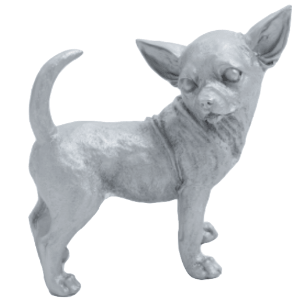 Resine Sculpture Chien Chihuahua 30CM Argenté FIDAL - S&C