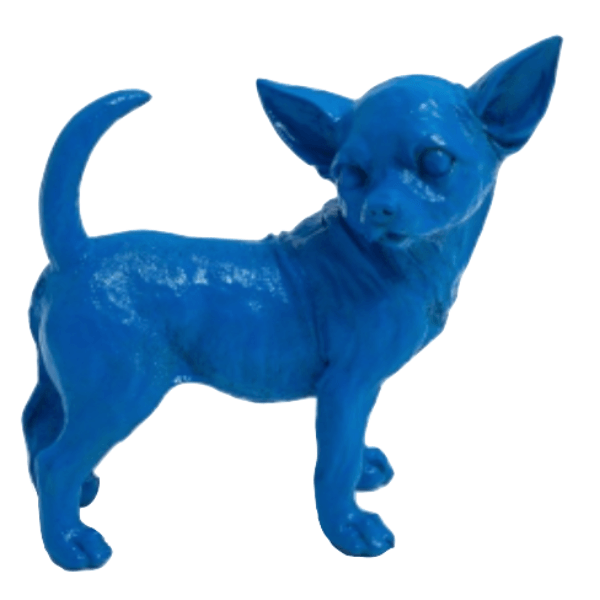 Resine Sculpture Chien Chihuahua 30CM Bleu LUMIS - S&C