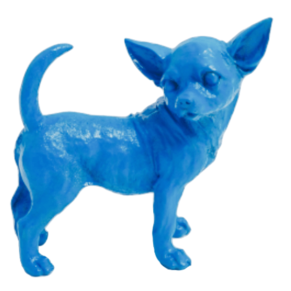 Resine Sculpture Chien Chihuahua 30CM Bleu Ciel JOVIAN - S&C