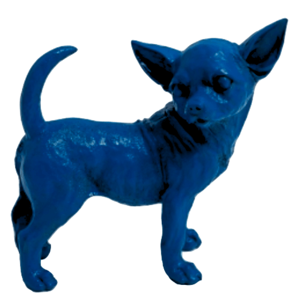 Resine Sculpture Chien Chihuahua 30cm Bleu Nuit VINDAL - S&C