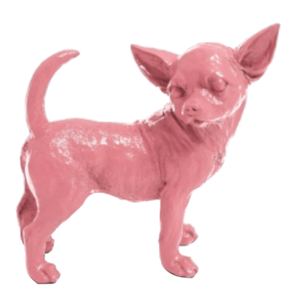 Resine Sculpture Chien Chihuahua 30CM Rose Clair LYSANDRE - S&C