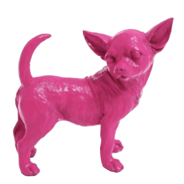 Resine Sculpture Chien Chihuahua 30CM Rose Fuchsia JORVAN - S&C