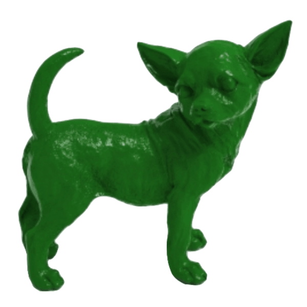 Resine Sculpture Chien Chihuahua 30CM Vert JOVIAN - S&C