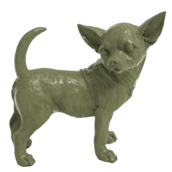 Resine Sculpture Chien Chihuahua 30CM Vert Kaki MIRA - S&C