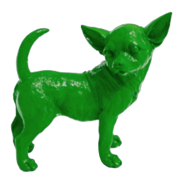 Resine Sculpture Chien Chihuahua 30cm Vert Pomme OREL - S&C