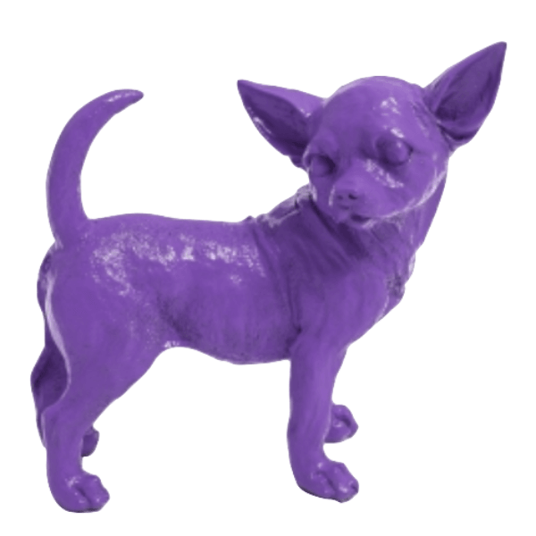 Resine Sculpture Chien Chihuahua 30CM Violet MORDAN - S&C