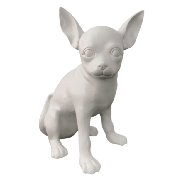 Resine Sculpture Chien 40CM Blanc MATIS - S&C