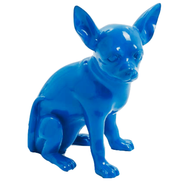 Resine Sculpture Chien Chihuahua 40cm Bleu LORENZO - S&C