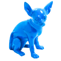 Statue Chien Chihuahua Animaux Resine - 40cm - Bleu Ciel - ANIMAUX-RESINE.FR