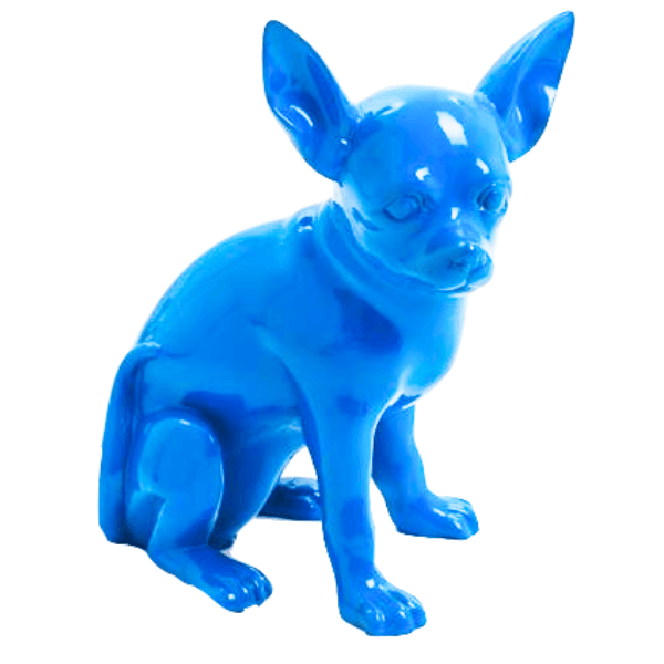 Resine Sculpture Chien Chihuahua 40CM Bleu Ciel ZENON - S&C