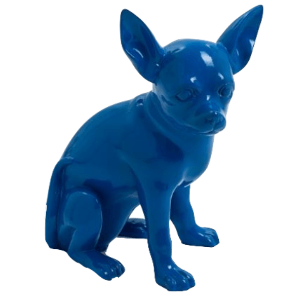 Resine Sculpture Chien Chihuahua 40CM Bleu Nuit LYZAN - S&C