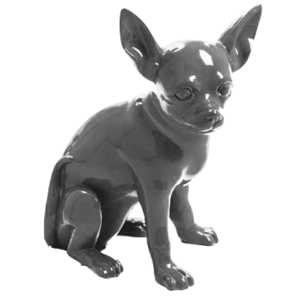 Resine Sculpture Chien Chihuahua 40CM Gris AROUEN - S&C