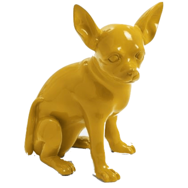 Resine Sculpture Chien Chihuahua 40CM Jaune ALORE - S&C