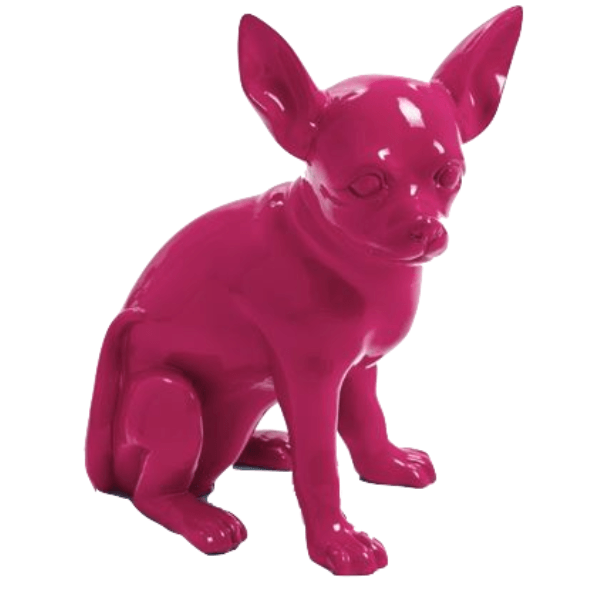 Resine Sculpture Chien 40CM Rose Fushia JOVAN - S&C