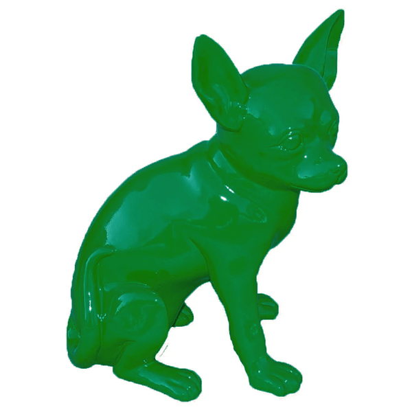 Resine Sculpture Chien Chihuahua 40cm Vert MARZAN - S&C