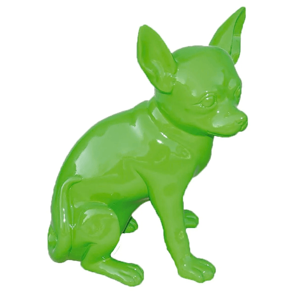 Resine Sculpture Chien Chihuahua 40CM Vert Pomme LORIN - S&C