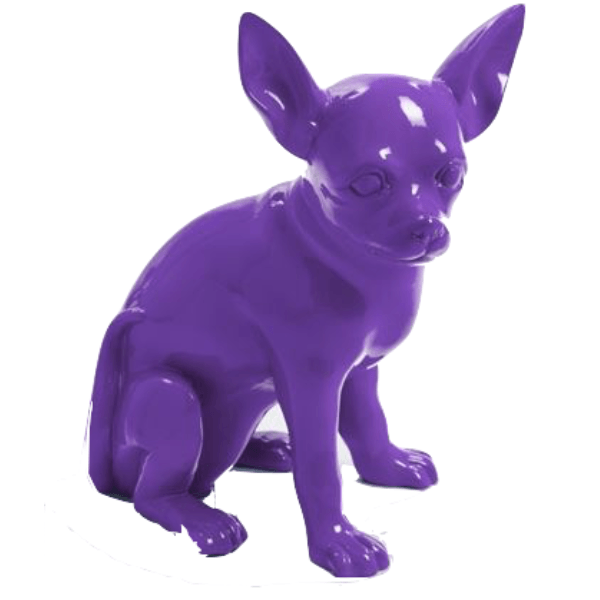Resine Sculpture Chien Chihuahua 40CM Violet YLENE - S&C