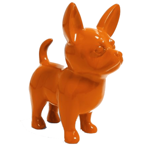 Resine Sculpture Chien 50CM Orange AELIN - S&C