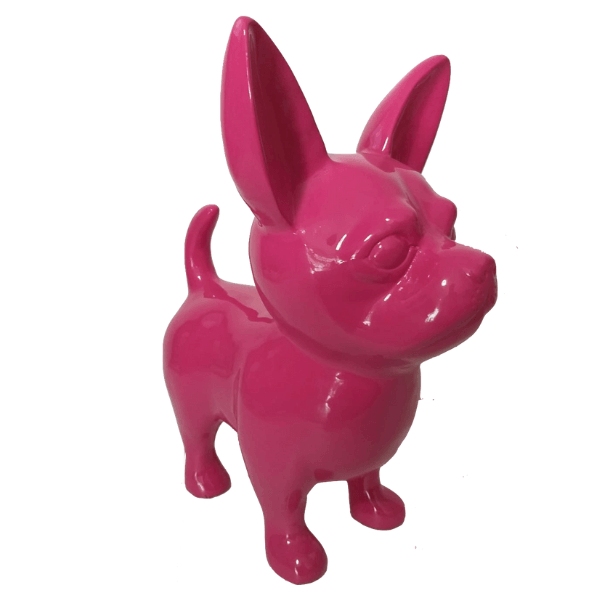 Resine Sculpture Chien 50CM Rose Fuchsia KALEN - S&C