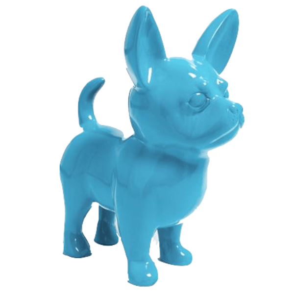 Resine Sculpture Chien Chihuahua 90CM Bleu Ciel THORIN - S&C