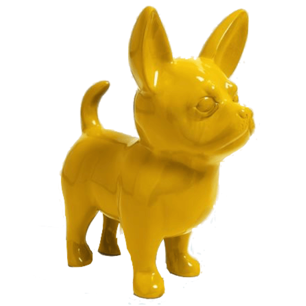 Resine Sculpture Chien Chihuahua 90CM Jaune LORENZO - S&C