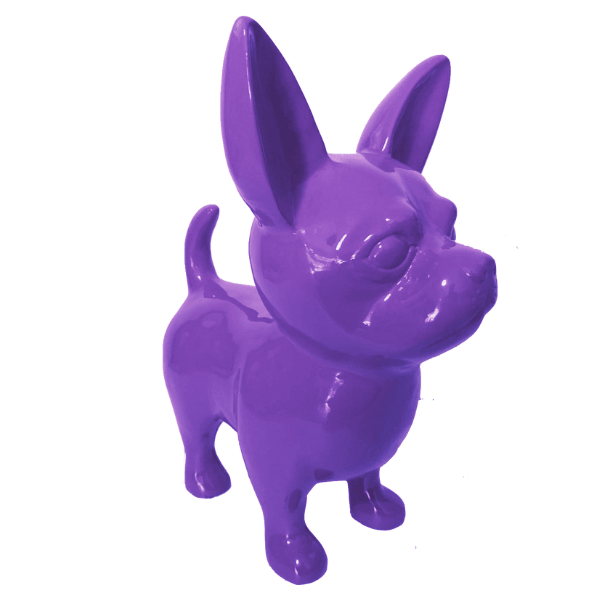 Resine Sculpture Chien Chihuahua 90CM Violet JORVAN - S&C