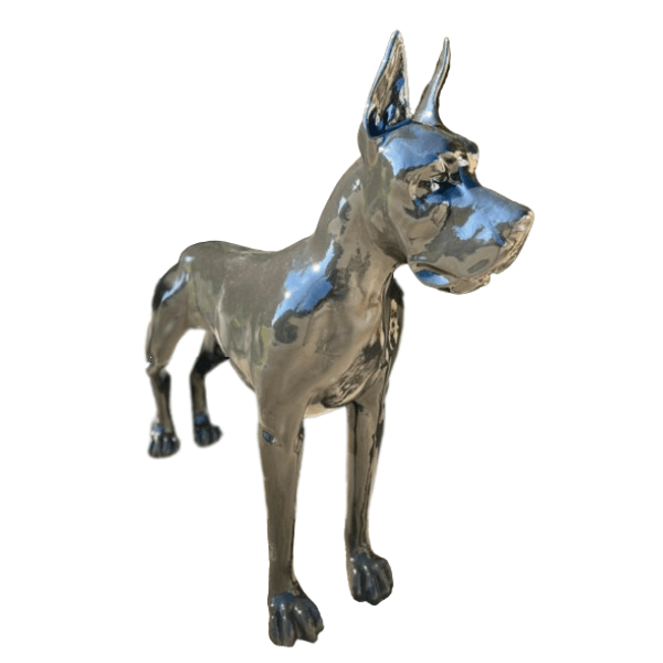 Resine Sculpture Chien Dogue Allemand 120cm Argent VIRON - S&C