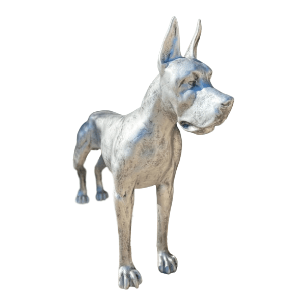Resine Sculpture Chien Dogue Allemand 120cm Argenté LORAN - S&C