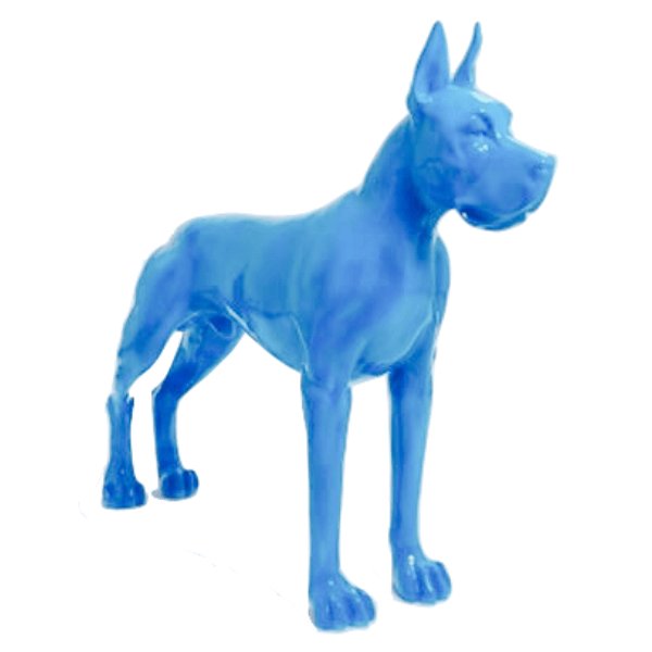 Resine Sculpture Chien Dogue Allemand 120CM Bleu Ciel GILDO - S&C