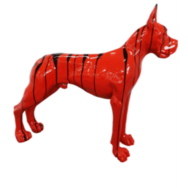 Resine Sculpture Chien Dogue Allemand 120cm Coulure Noir ELVINE - S&C