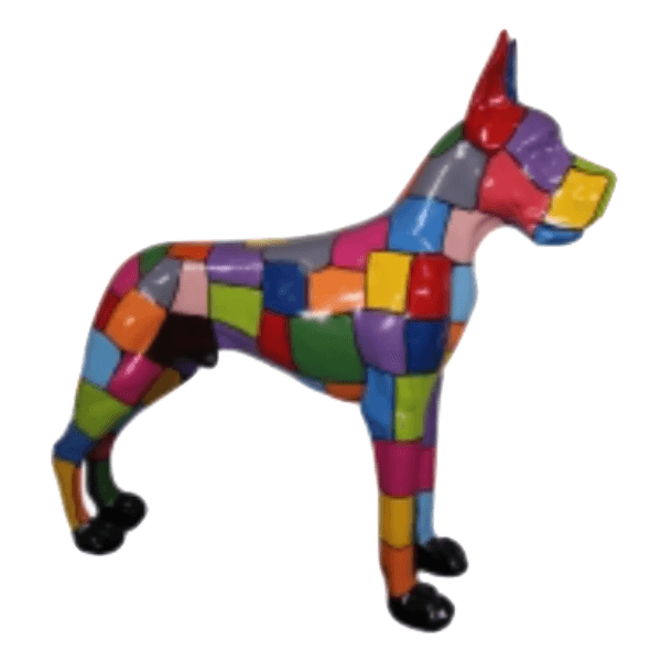 Resine Sculpture Chien Dogue Allemand 120cm Noir Et Or LODRICK - S&C
