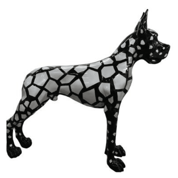 Resine Sculpture Chien Dogue Allemand 120 Centimètres Ecaille Argentée LIORE - S&C
