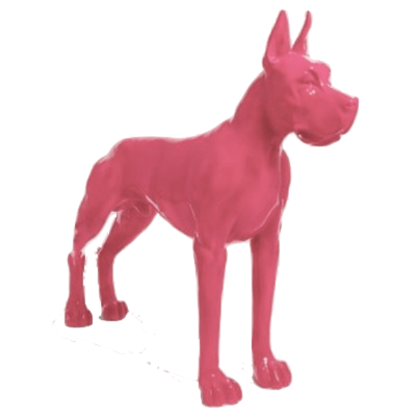 Resine Sculpture Chien Dogue Allemand 120cm Rose Clair TANGUY - S&C