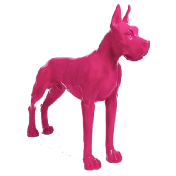 Resine Sculpture Chien Dogue Allemand 120CM Rose Fuschia LEMIR - S&C