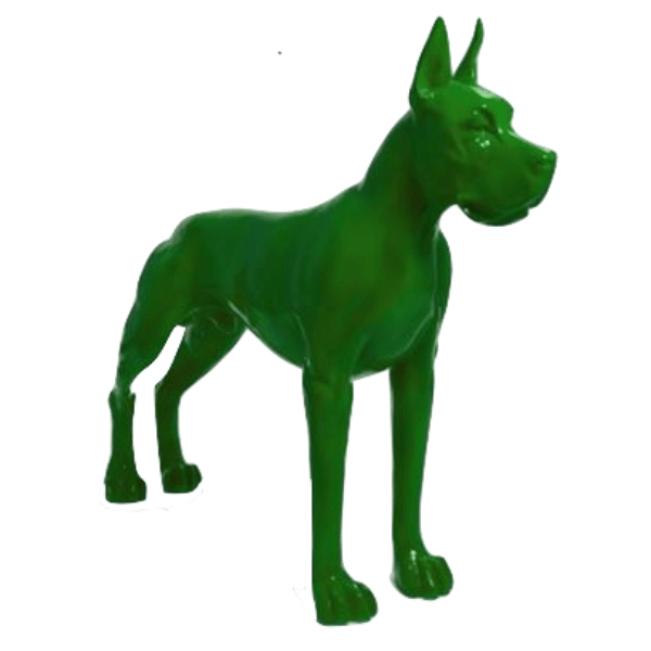 Resine Sculpture Chien Dogue Allemand 120cm Vert LEMIRE - S&C