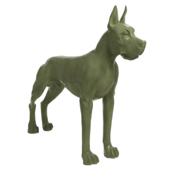Resine Sculpture Chien Dogue Allemand 120CM Vert Kaki JASPER - S&C