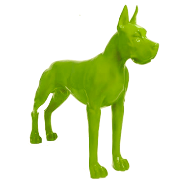 Resine Sculpture Chien Dogue Allemand 120CM Vert Pomme LYSANDRE - S&C