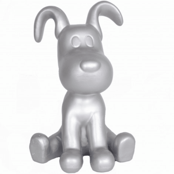 Resine Sculpture Chien 30CM Argenté KALEN - S&C