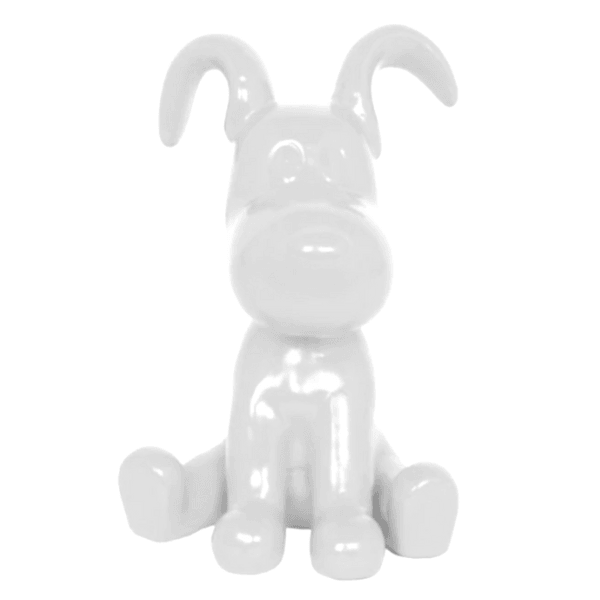 Resine Sculpture Chien 30cm Blanc MATIS - S&C