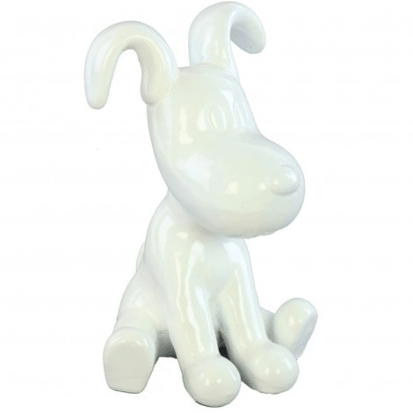 Resine Sculpture Chien 30cm Blanc MATIS - S&C