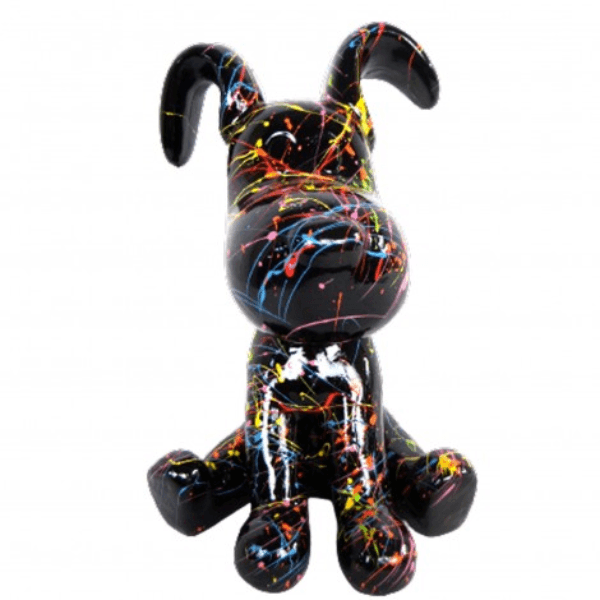 Resine Sculpture Chien 30cm Graffiti Noir LUMEN - S&C
