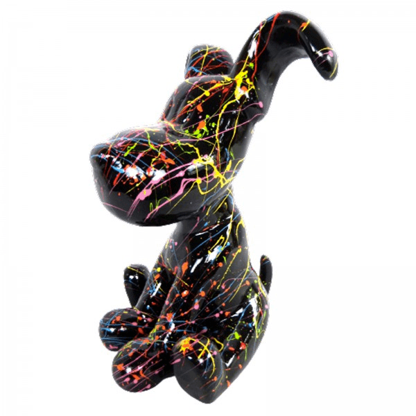 Resine Sculpture Chien 30cm Graffiti Noir LUMEN - S&C