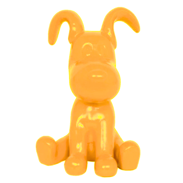 Resine Sculpture Chien 30CM Jaune LYSANDRE - S&C