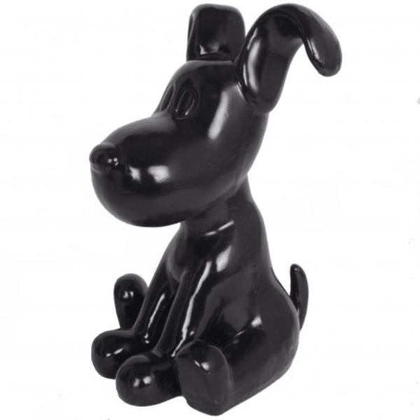 Resine Sculpture Chien 30cm Noir MONTÉE - S&C