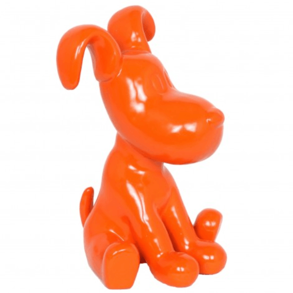 Resine Sculpture Chien 30CM Orange NUALO - S&C