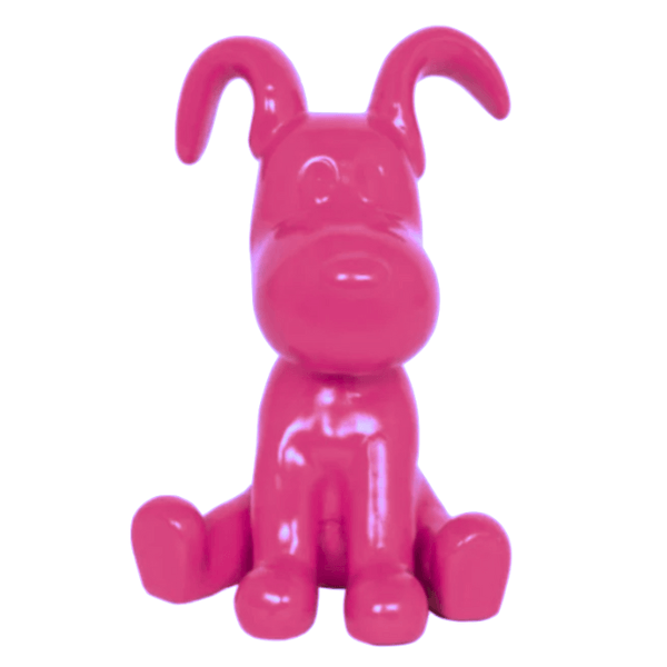 Resine Sculpture Chien 30cm Rose Fushia MARNIE - S&C