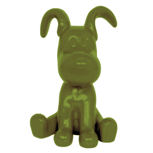 Resine Sculpture Chien 30CM Vert Kaki OREN - S&C