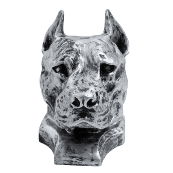Resine Sculpture Chien Staff Bull 35cm Argenté LORIANE - S&C